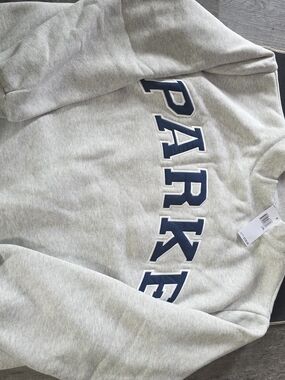 Parker Light Gray Crewneck Sweatshirt with Navy Lettering